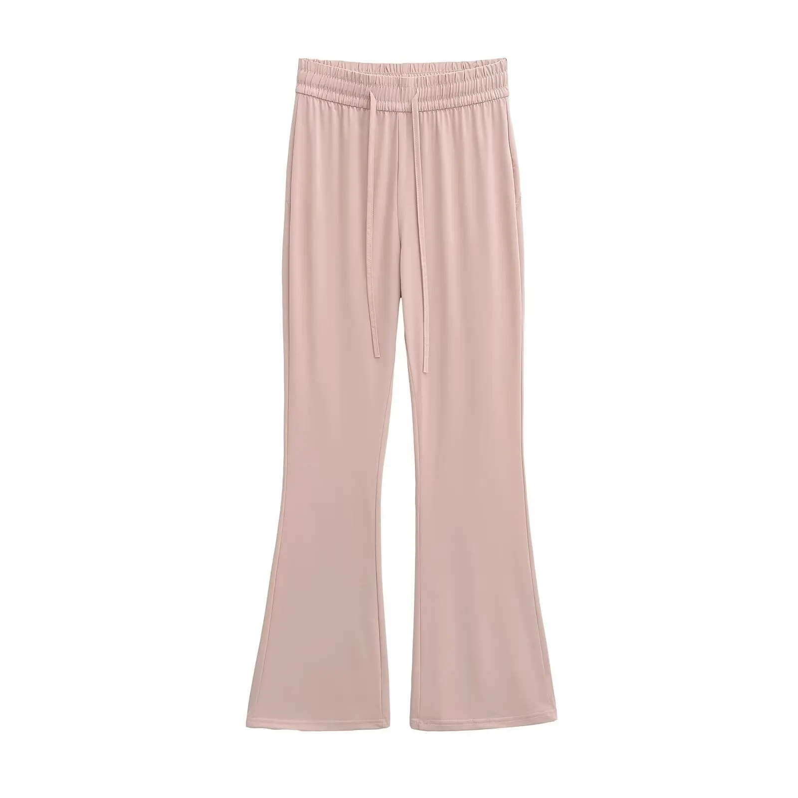 Pantalon ample en soie glacée pour femmes, décontracté, Dstring, taille élastique, jambes larges, Long, amincissant, drapé, pour les déplacements, été