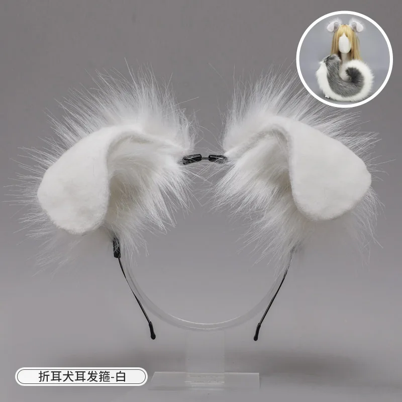 2Pcs/set Shepherd Dog Ear Hairband Tail Shiba Lnu Ear Plush Animal Dog Role Playing Cosplay Accessories Pet Puppy Ear Tail - view 3