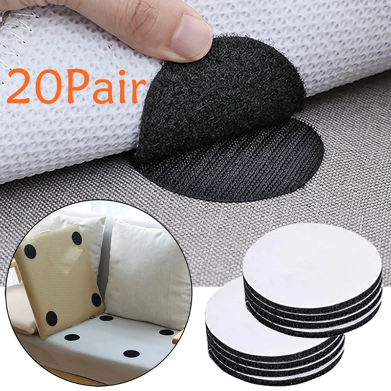 20/10 Pairs Self Adhesive Fastener Sofa Holder Floor Mat Carpet Non-slip Sticker Hooks and Loops Sofa Carpet Anti Slip Mat VC