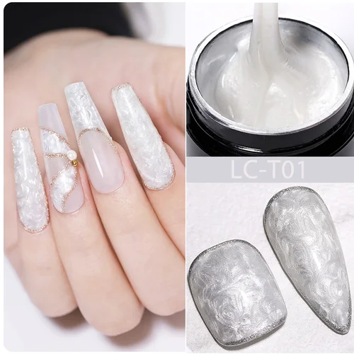 Imagen 2 del producto LILYCUTE 7ML 3D Auroral amarillo perla Shell hilo Gel esmalte de uñas brillo brillante manicura semipermanente para remojar Gel LED UV