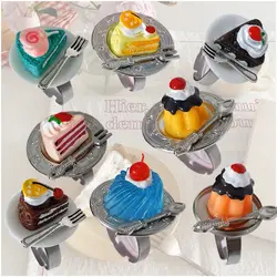 Strawberry Cake Rings Jelly Pudding Ice Cream Cherry Fruit Ring Exaggerated Vintage Chunky Girls Rings Cute Accessories
