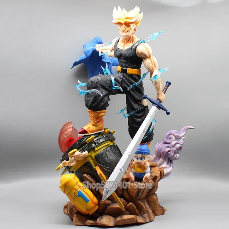 48cm Trunks Dragon Ball Figures Super Saiyan Trunks Action Figures 3 Heads PVC Anime Model Collection Ornamen Toys Birthday Gift