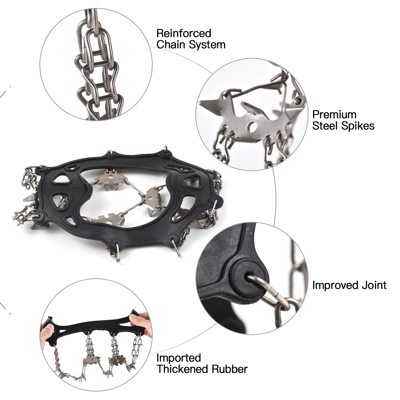 32-Tooth Crampons Upgraded Thickened Stainless Steel Spikes Anti-Slip Ice Claw Shoe Cover Snow Anti-Slip Device Anti-Slip Chain