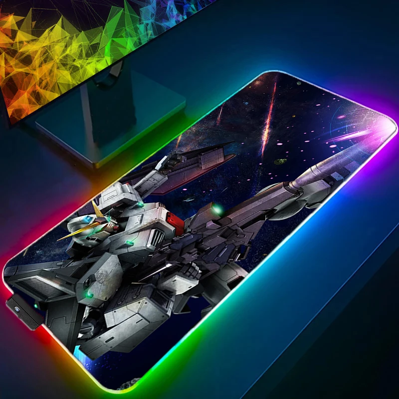 RGB LED أنيمي ماوس حصيرة مكتبية مكتب جهاز كمبيوتر شخصي اكسسوارات ماوس الوسادة M-ميكانيكية W-warrior G-gundam الألعاب لوحة المفاتيح #4