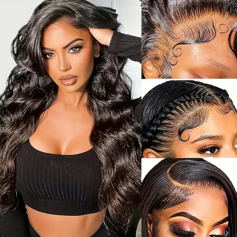 Rosabeauty HD Body Wave Nature Color 13X6 Transparent Lace Frontal Wig 13X4 Front Human Hair Glueless Wig 250% Density For Women