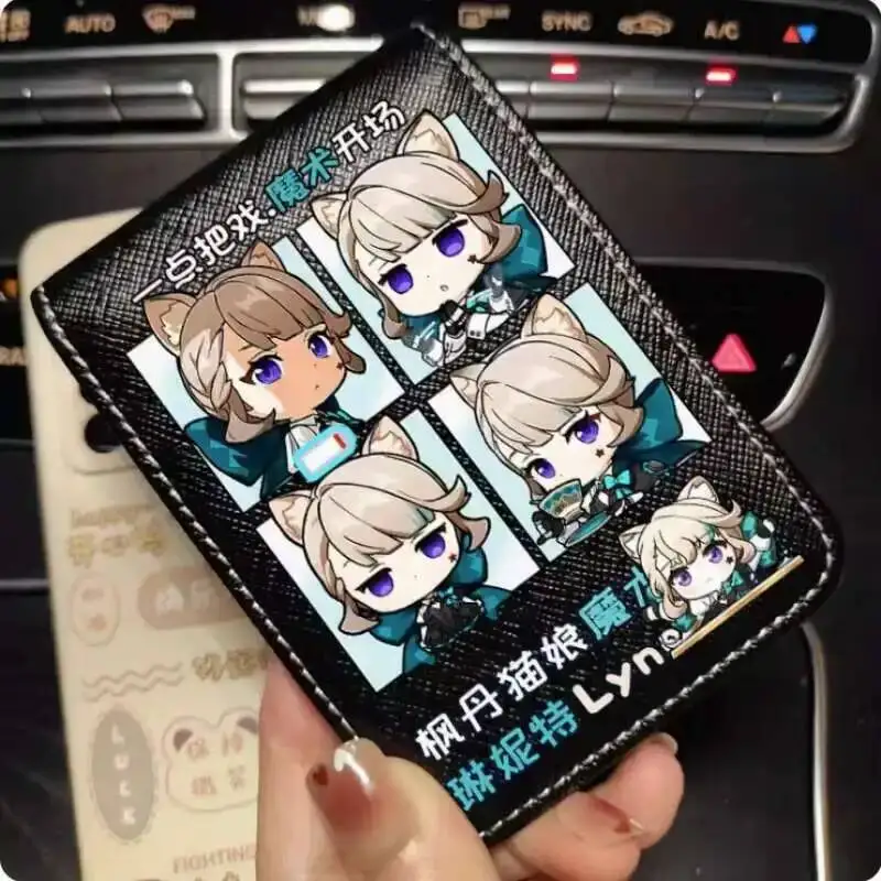 Genshin Impact Lynette Portafoglio moda PU Borsa porta carte Porta contanti Borsa regalo cosplay B292 Anime
