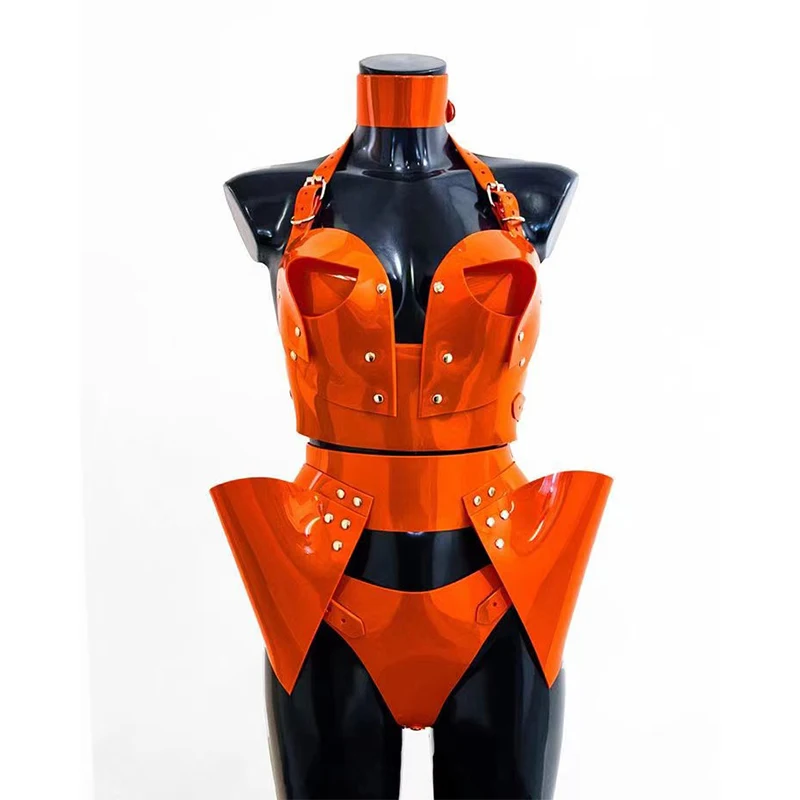 

New Sexy Woman Stage Nightclub Bar Color PVC Semi Transparent Armor Performance Clothing