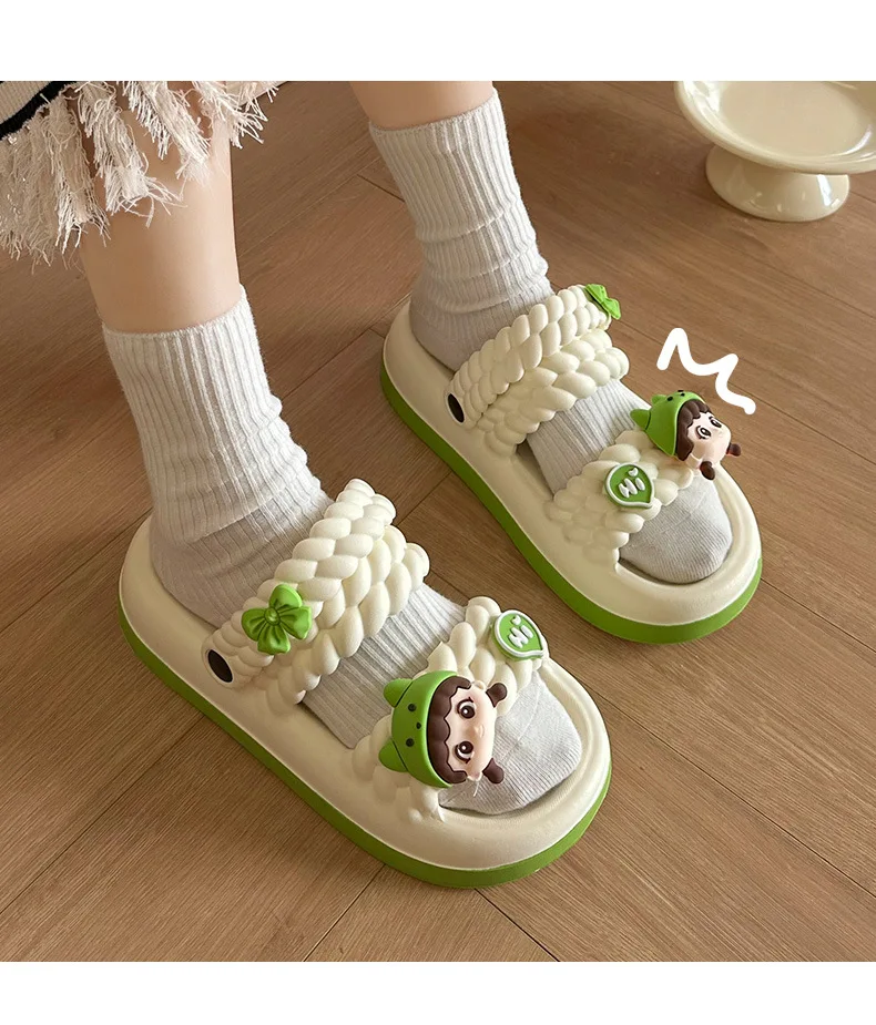 Cartoon Slippers Thickened Women Summer Outdoor Sandals with Two-way Wear Non-slip Indoor and Outdoor Beach Children Sandals