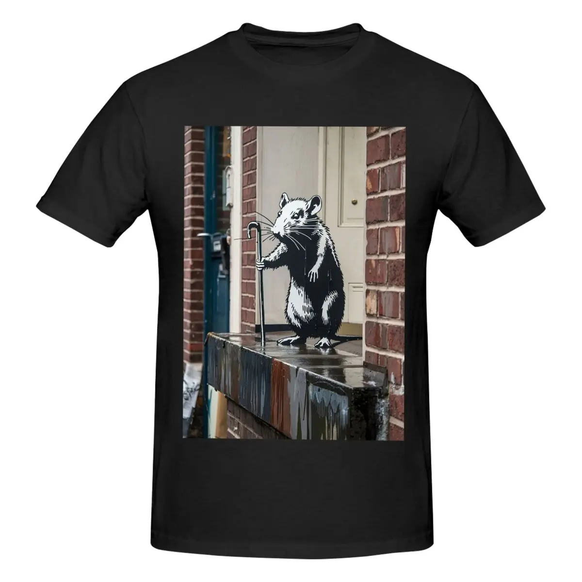 Banksy Rat Street Men T-Shirt Fashion Plus Size T Shirts Men's Round Neck Cotton Tees Short Summer Male