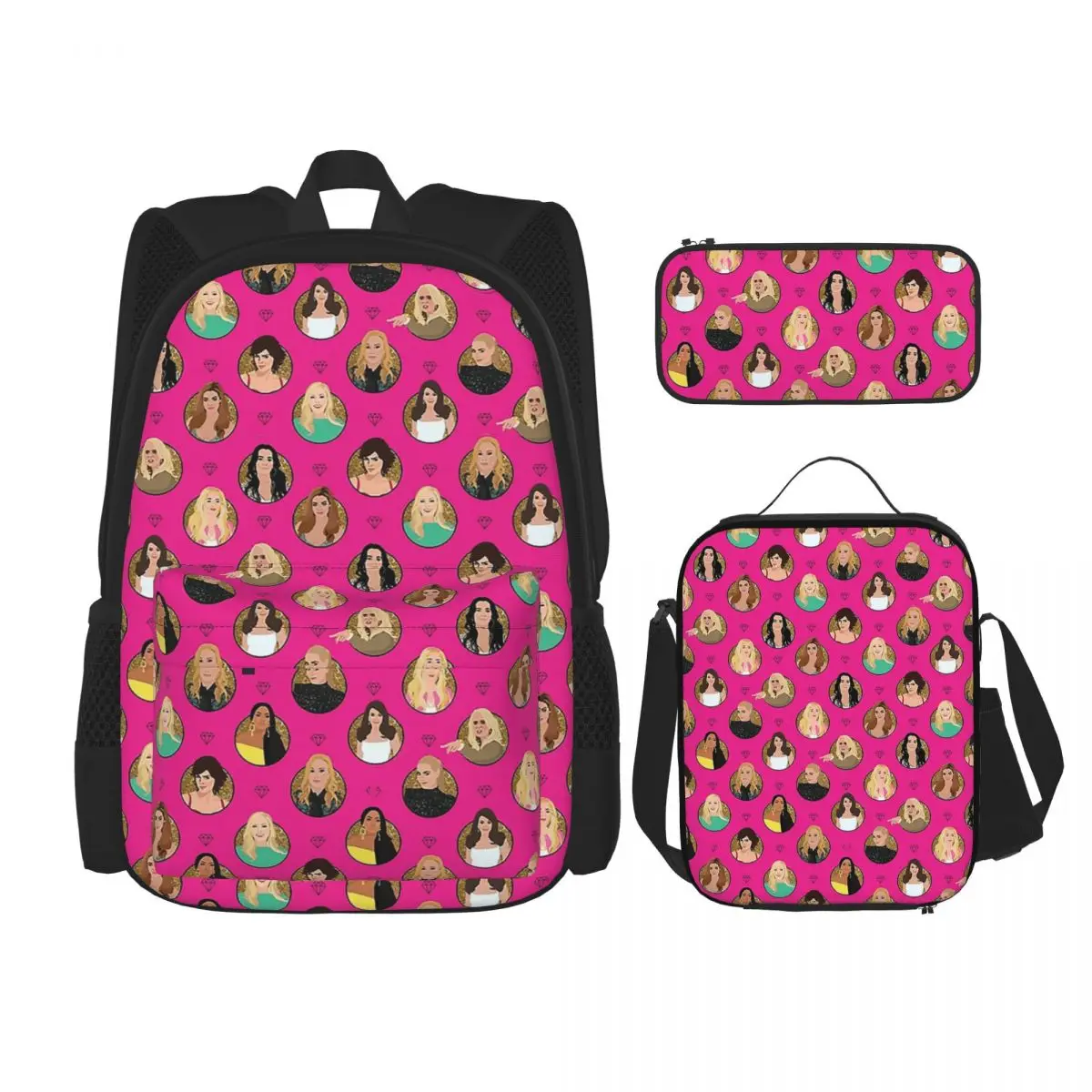 Real Housewives Of Beverly Hills All Stars (RHOBH) Backpacks Bookbag School Bags Rucksack Lunch Bag Pen Bag Three-Piece Set