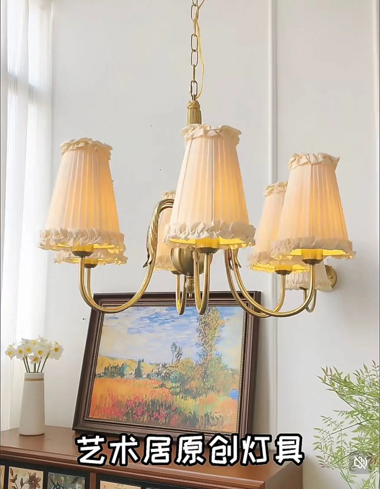 medieval wheat tassel, living room pendant light, American dining room, bedroom fabric decorative light