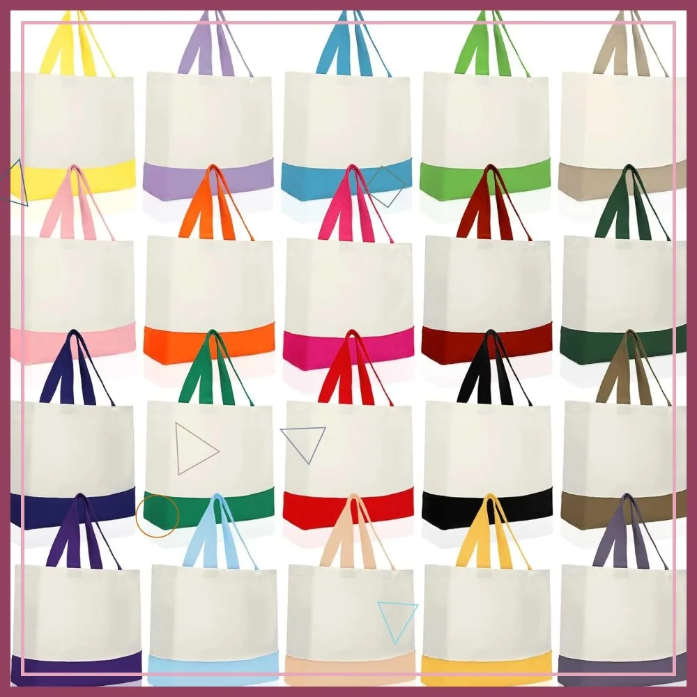 20 Pack 12 oz Large 18.5x15 Inch Sublimation Tote Bags Bulk with Handles, Blank Cotton Shopping Bags for DIY Crafts Gifts