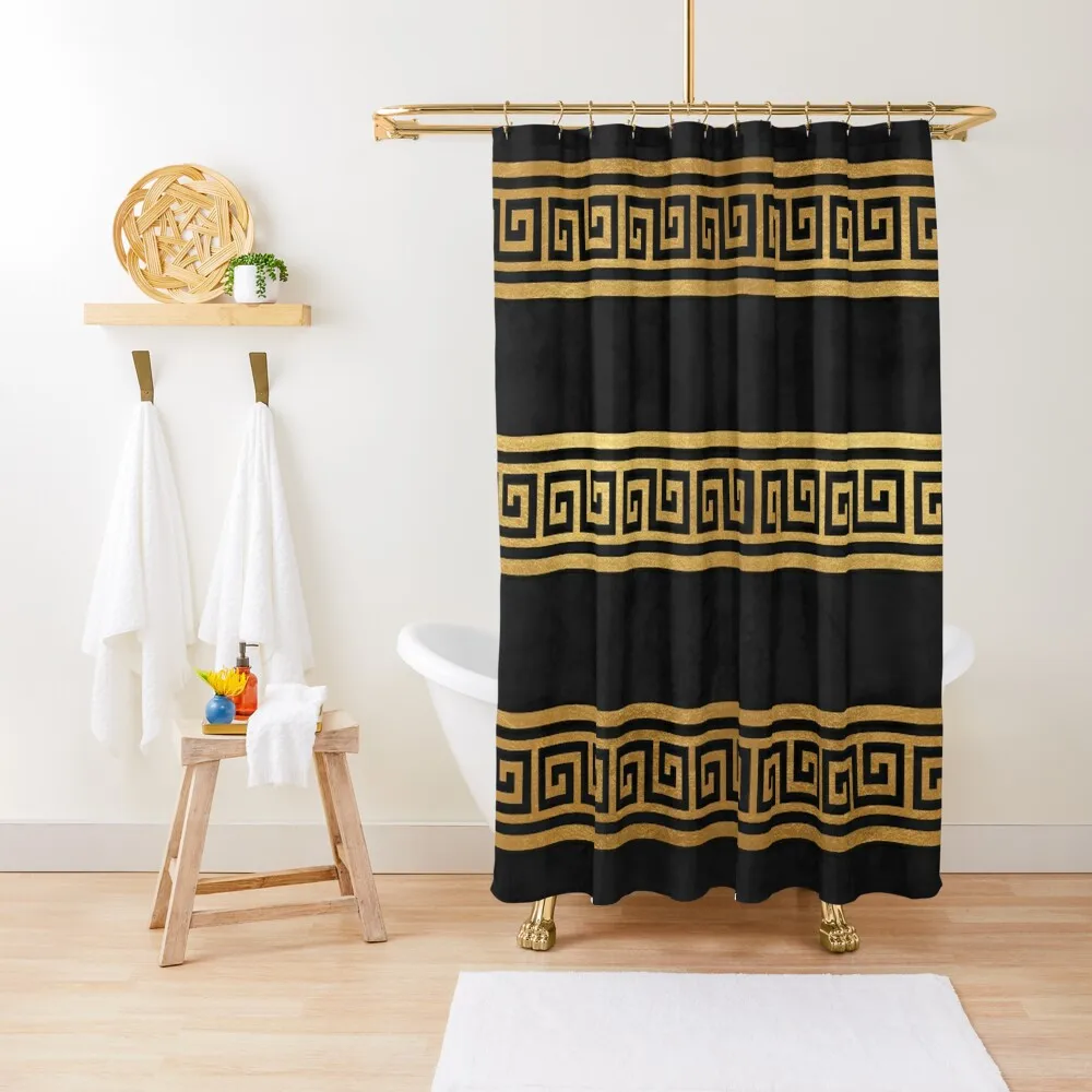 

Triple Greek Frieze Shower Curtain Set For Bathroom Anime Shower For Bathrooms With Beautiful Designs Shower Waterproof Curtain