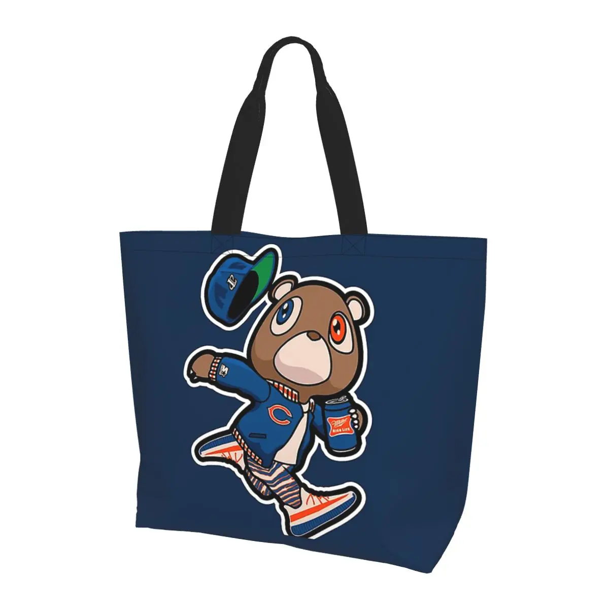 

Kanye West Dropout Bear Chicago Vintage Graduation Shopping Tote Bag Canvas Shoulder Bags Shopper Grocery Handbag for Women