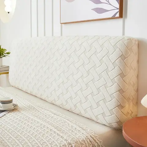 두꺼운 침대 헤드 커버 자카드 모든 항목을 포함하는 헤드보드 커버 솔리드 컬러 스트레치 스판덱스 침대 헤드 등받이 방진 슬리퍼