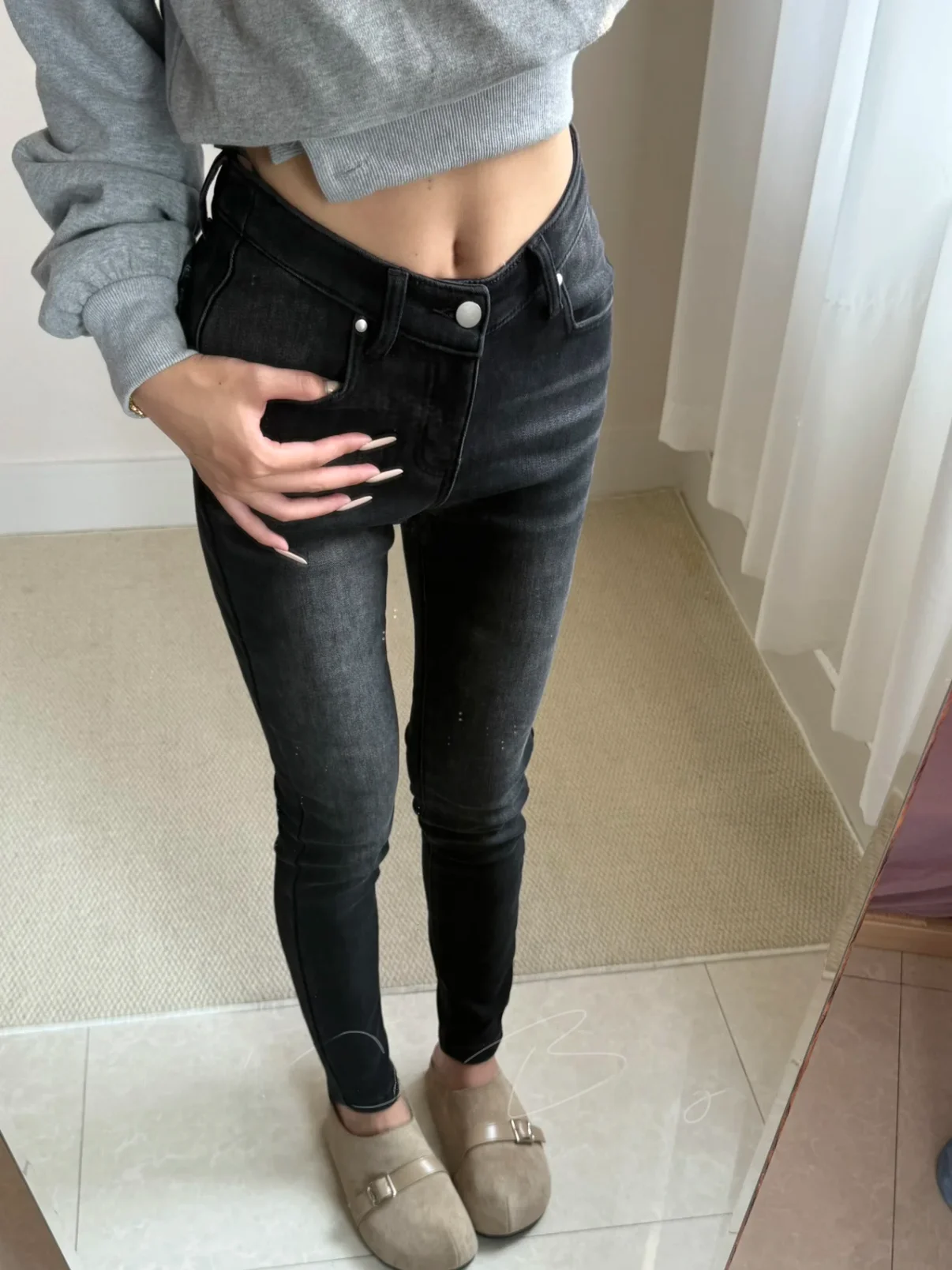 

Retro Fleece Lined V Waist Slimming High Waist Jeans Women's Autumn Winter Fashionable Versatile Cotton Stretch Denim