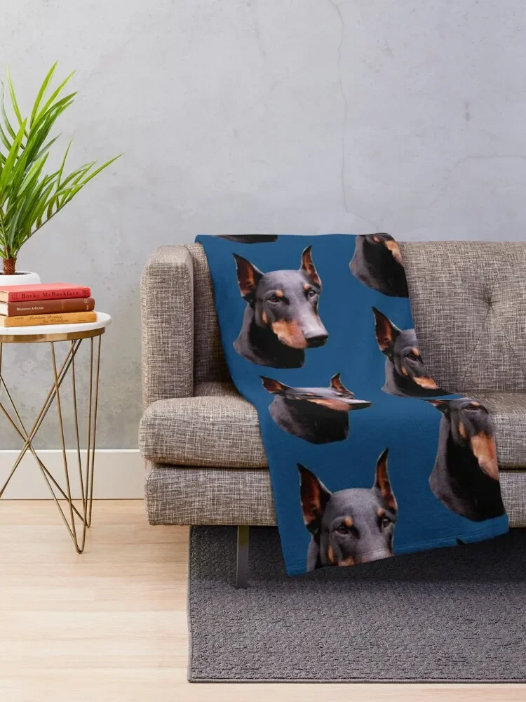 Pretty Black Doberman Pinscher Face Throw Blanket for babies Soft Big Blankets