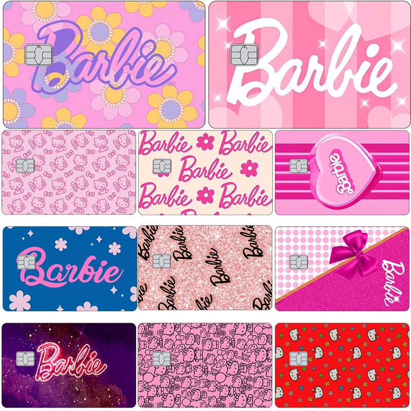 Hot Barbie Anime Laser Glitter Mate Kawaii Funny Waterproof Bank Credit Debit Bus Metro Card Stickers Skin Film Tape Decor Toys