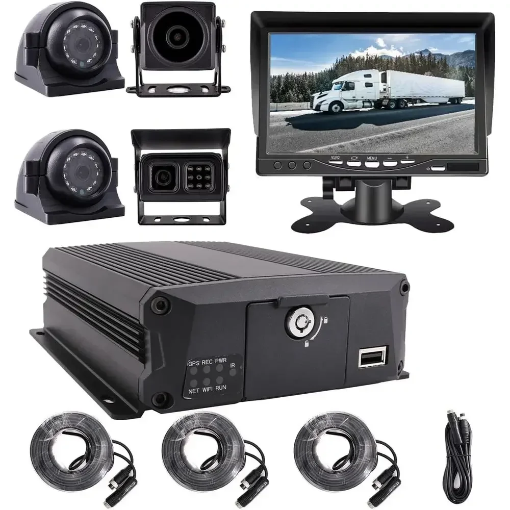 4-CH 1080P Mobile Vehicle Bus CCTV DVR Video Recorder Kit with Night Vision Waterproof Side Front Rear View Car Camera 7 inches