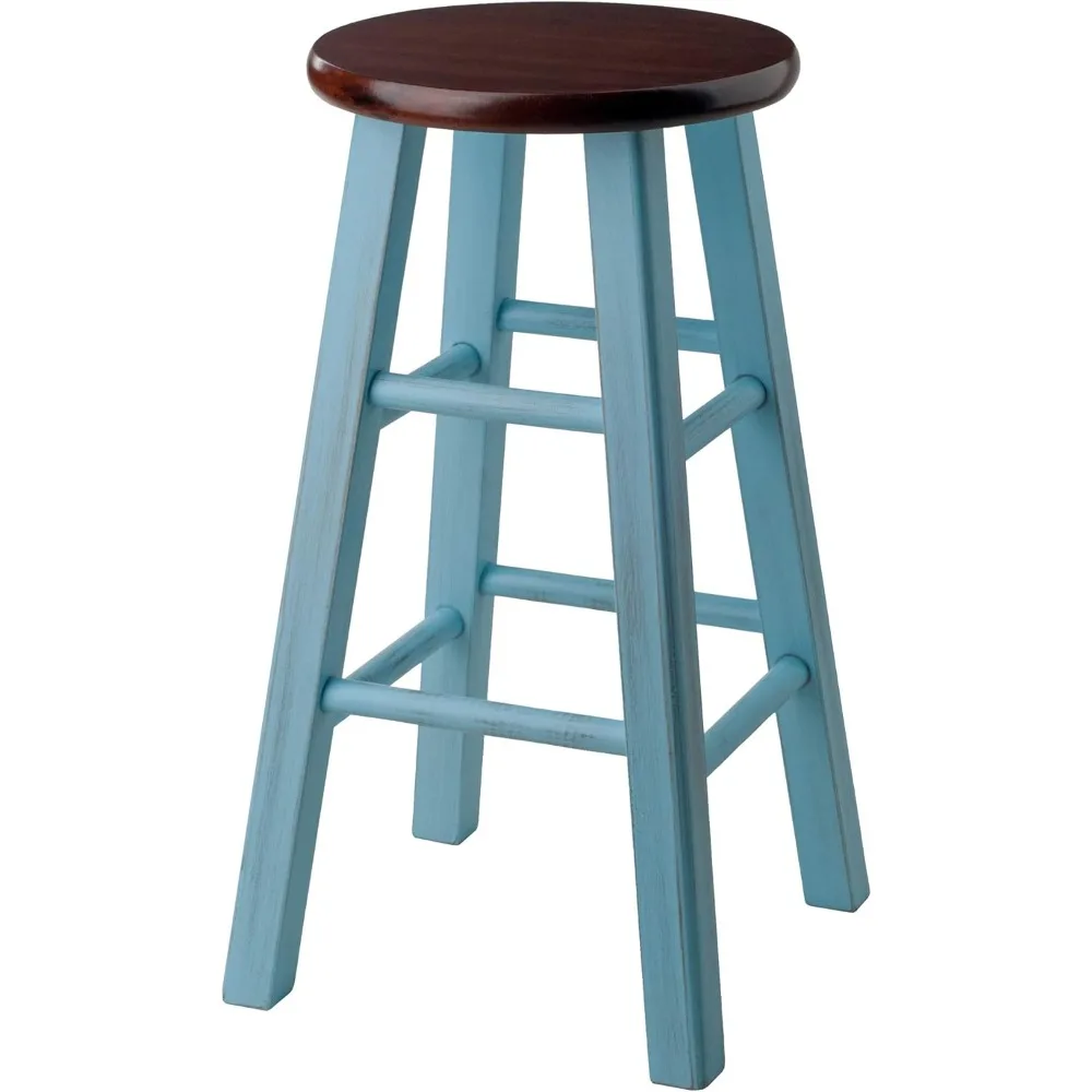 

Ivy Counter Stool, 24", Rustic Light Blue/Walnut