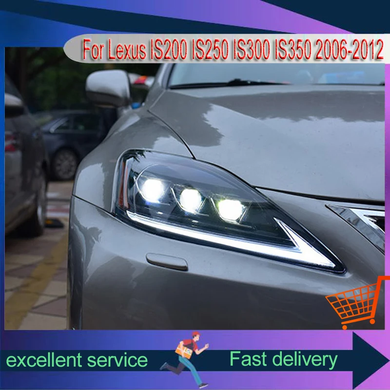 

Car Styling for Lexus IS200 IS250 IS300 IS350 2006-2012 Head Lights Modified Projector 3 Lens Front Lamp Tools Accessories