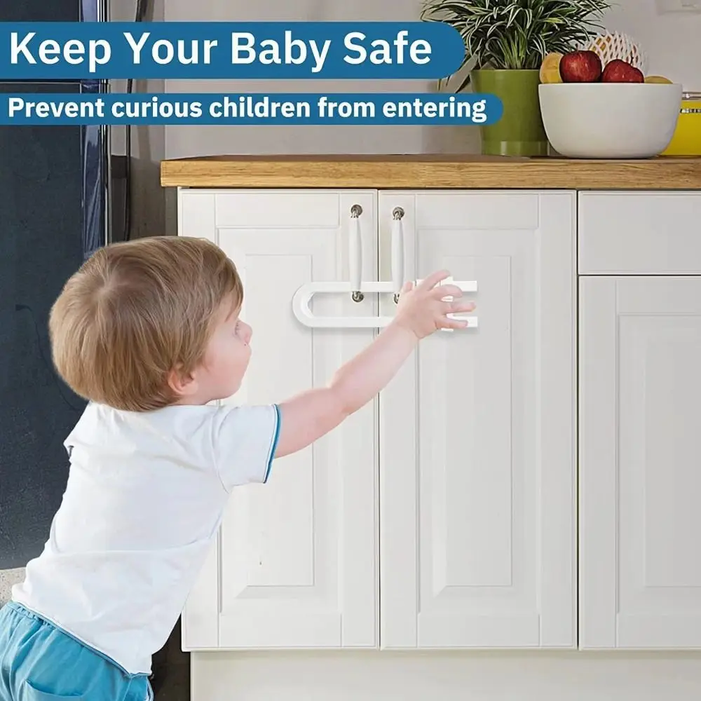 Children Security Protector Baby Double Door Cabinet Locks Protection Equipment Solid Color Slot Locks Straps Multipurpose
