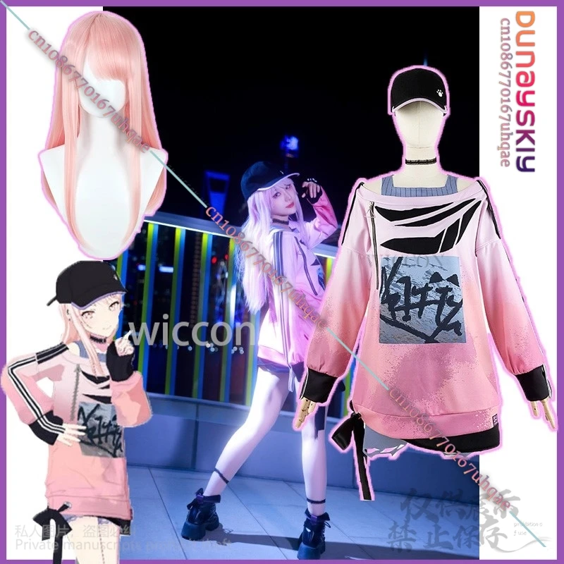 

Anime Game Project Sekai Colorful Stage Akiyama Mizuki Cosplay Costumes Pink Sports Uniform Lolita With Hat Wig Halloween Cos