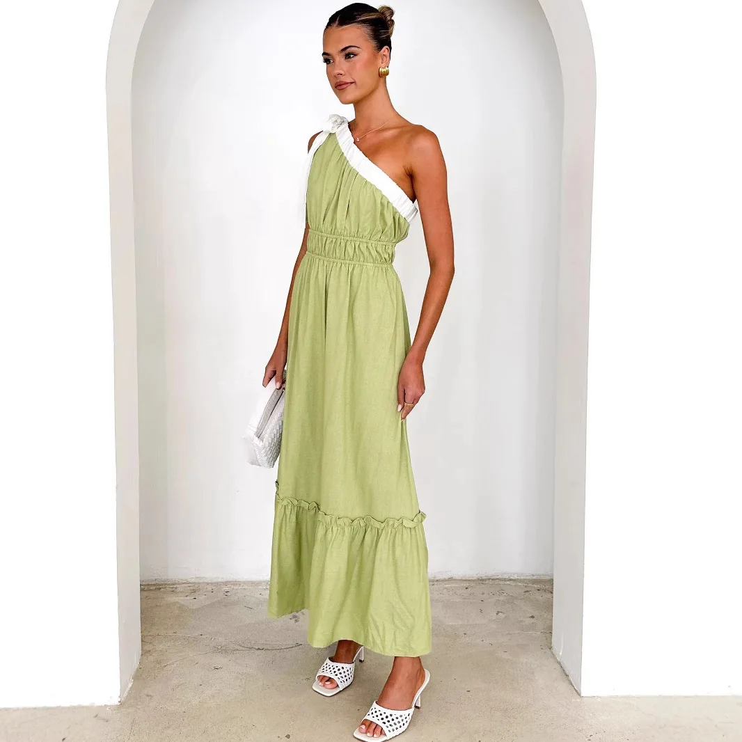 

2025 Summer New Fashionable Casual Lace Solid Color Dress -68585