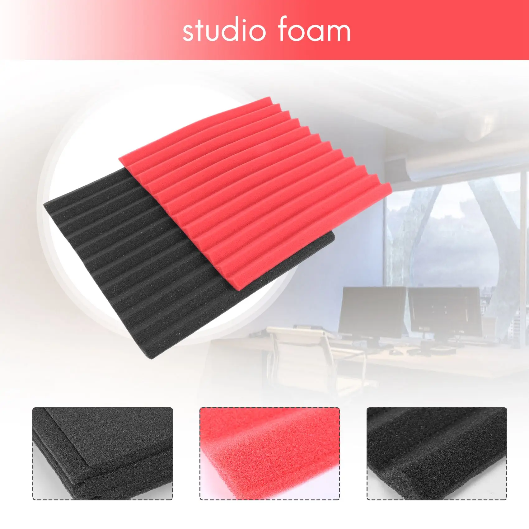 ABSJ-12 Pcs Acoustic Panels Soundproofing Foam Acoustic Tiles Studio Foam Sound Wedges 1Inch X 12 Inch X 12 Inch
