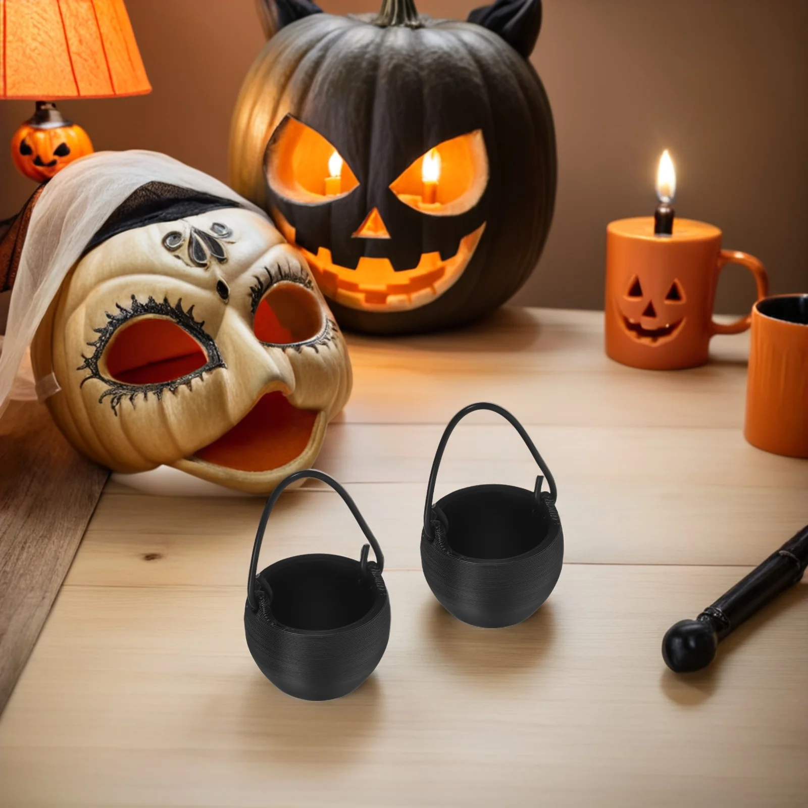 

20 Pcs Halloween Crucible Can Camping Photo Props Miniature Cauldron Pots Minature Figurine Tiny Figurines with Handle Ornament