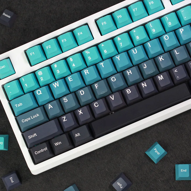 Gradual change color keycap blue and black gradual change color scheme PBT hot sublimation original high personality keyboard ca