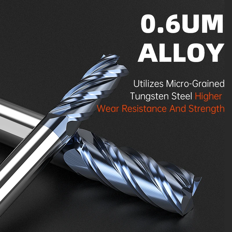 HUHAO Carbide End Mill For Metal 4 Flutes CNC Milling Cutter TIAN Coating Alloy Tungsten Steel Engraving Machine Tools HRC45