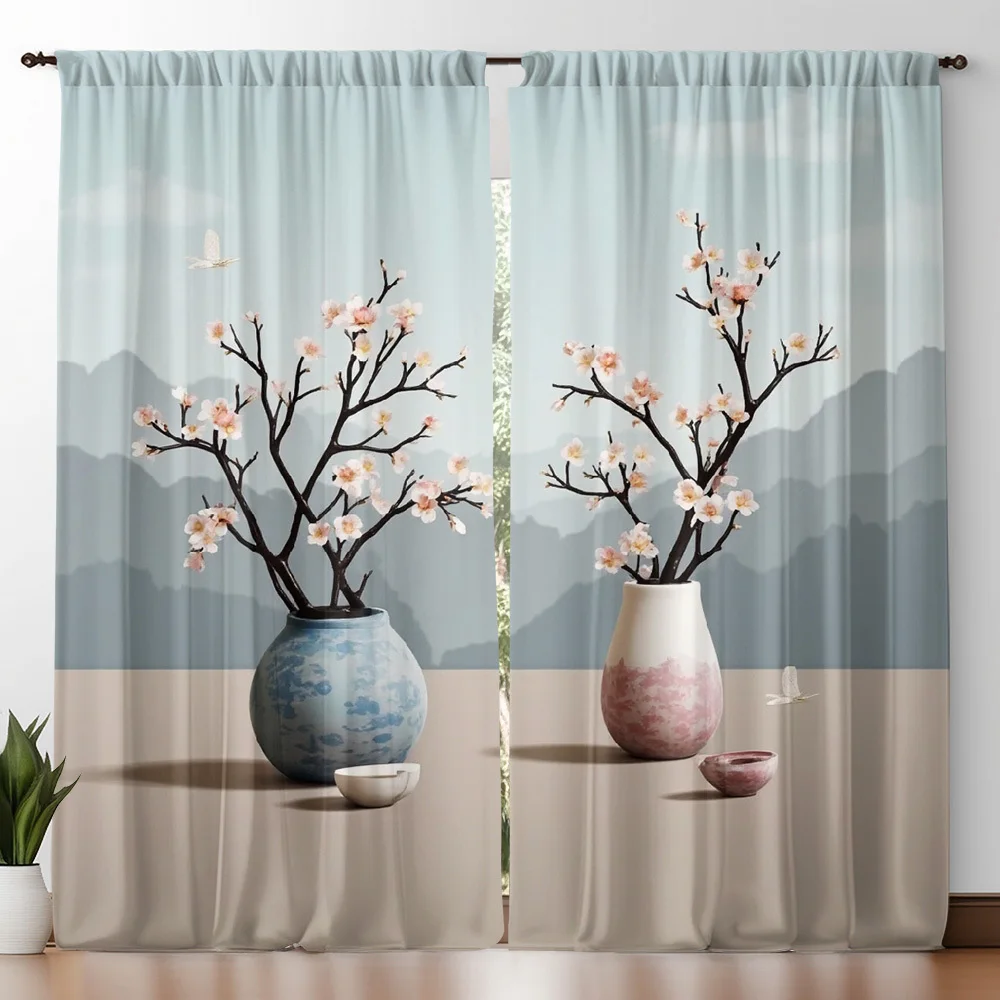 2-piece vase with floral pattern print, pole bag design, suitable for bedrooms and living rooms, made of 100% polyester fabric