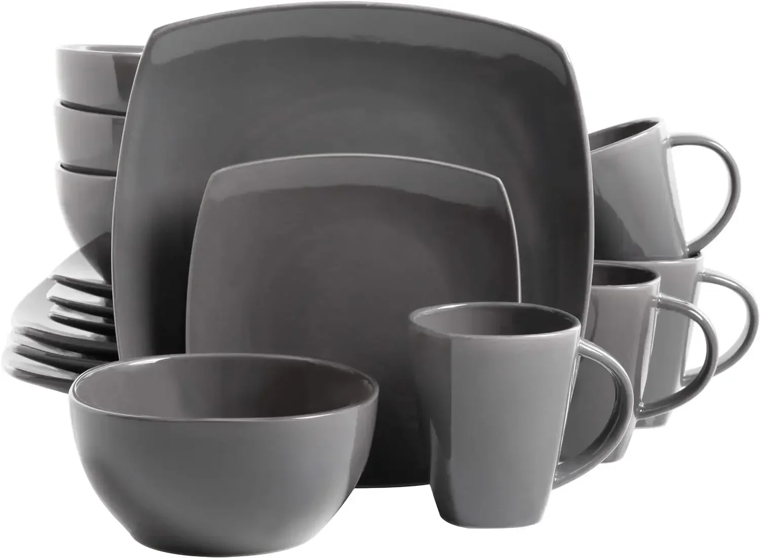 

Gibson Soho Lounge Square Reactive Glaze Dinnerware Set, Grey - 97558.16RM, Service for 4 (16pcs)