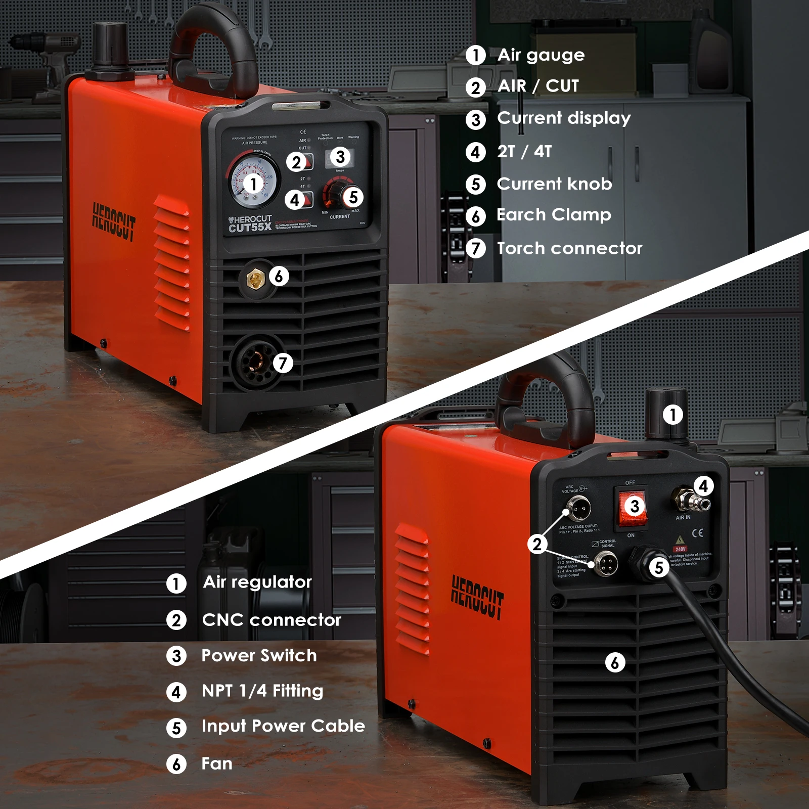 CNC Pilot Arc Plasma Cutter HeroCut CUT55X 55Amps 220V CNC Non-HF IGBT Plasma Cutting Machine Can Work with CNC Table