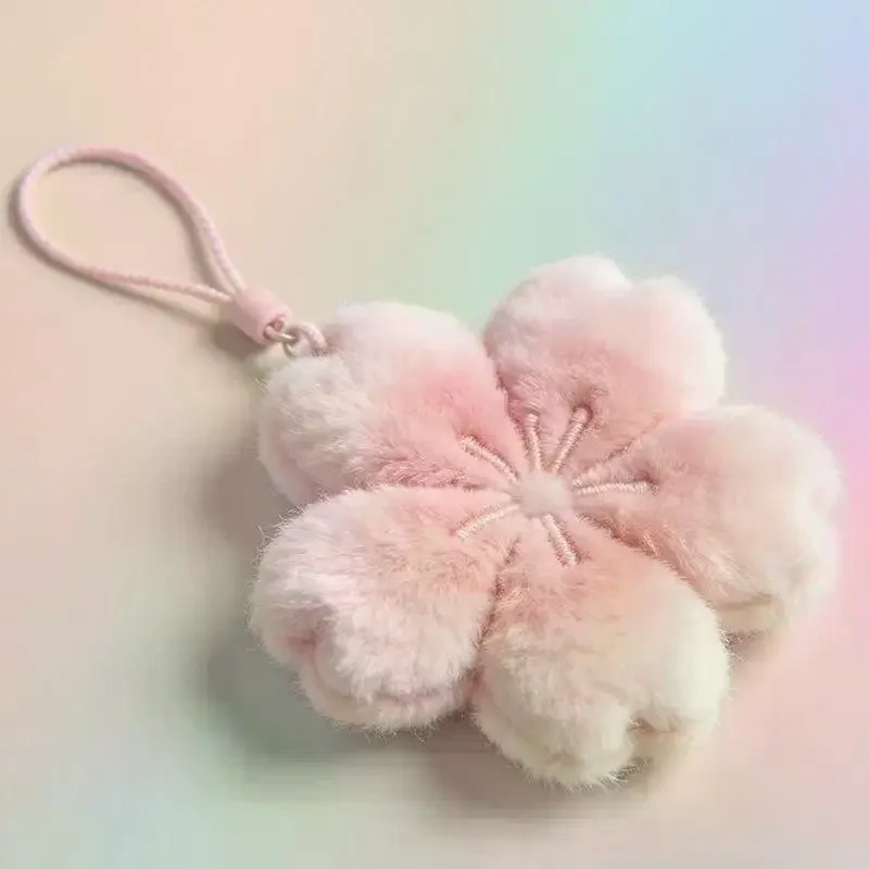 Bag Pendant Plush Cherry Blossom Doll Keychain Healing Series Decorative Hanging Ornament For Girlfriend Gift 1/3/5Pcs