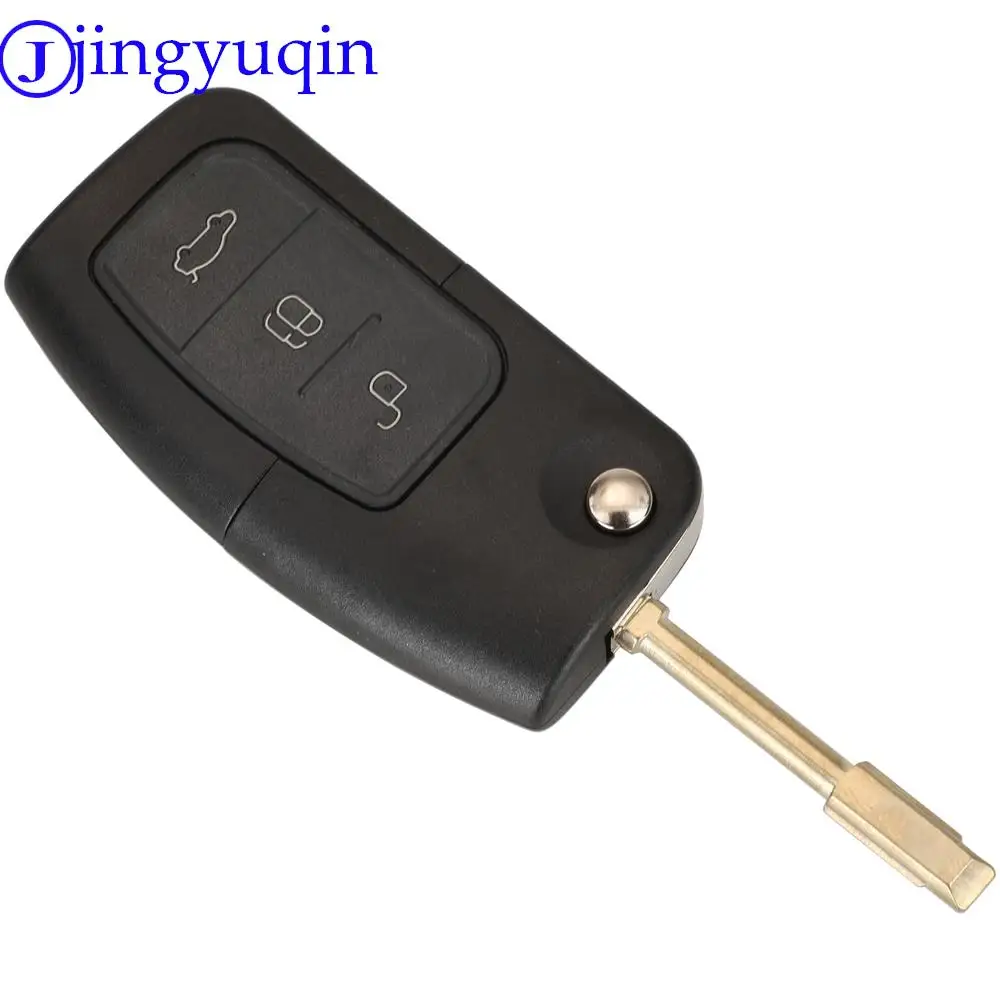 Jingyuqin Flip Remote Car Key Shell Case For Ford Fusion Focus Fiesta MK7 Mondeo MK3 MK4 Galaxy Ranger FO21/HU101 Blade