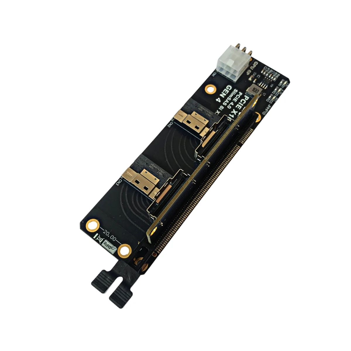 Gen4 2 Ports SlimSAS 8I X2 To PCIE 4.0 X16 Slot Adapter Board for Network Card Graphics Video Card Capture Card