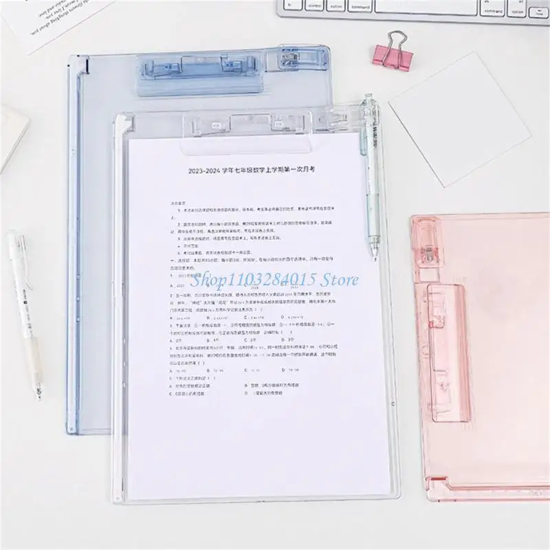 R6FF Acrylic Clipboard with Measuring Scale and Pen Clip 12.8x9In Standing Desk Clipboard Conference Writing Board for Office