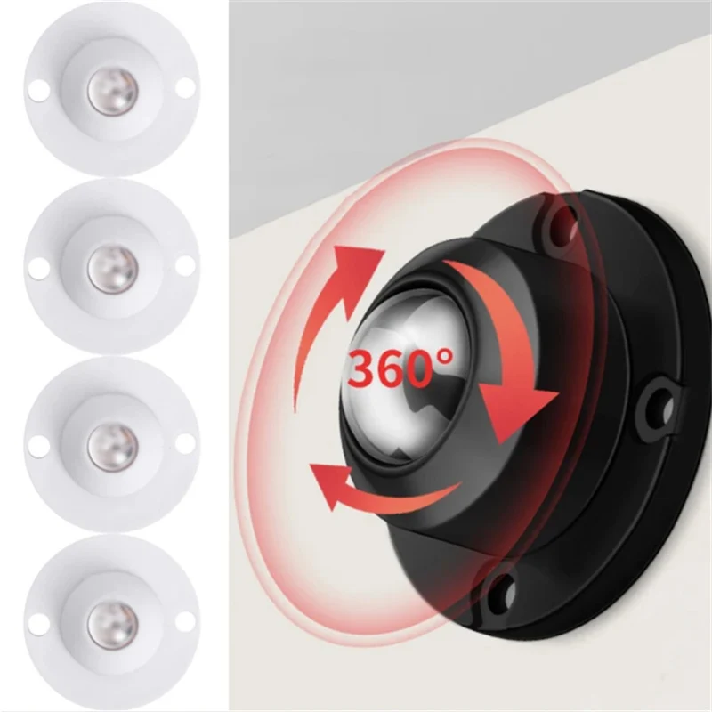 4PCS Self Adhesive Caster Mini Swivel Wheels Stainless Steel Universal Wheel 360 Degree Rotation Pulley for Furniture Trash Can