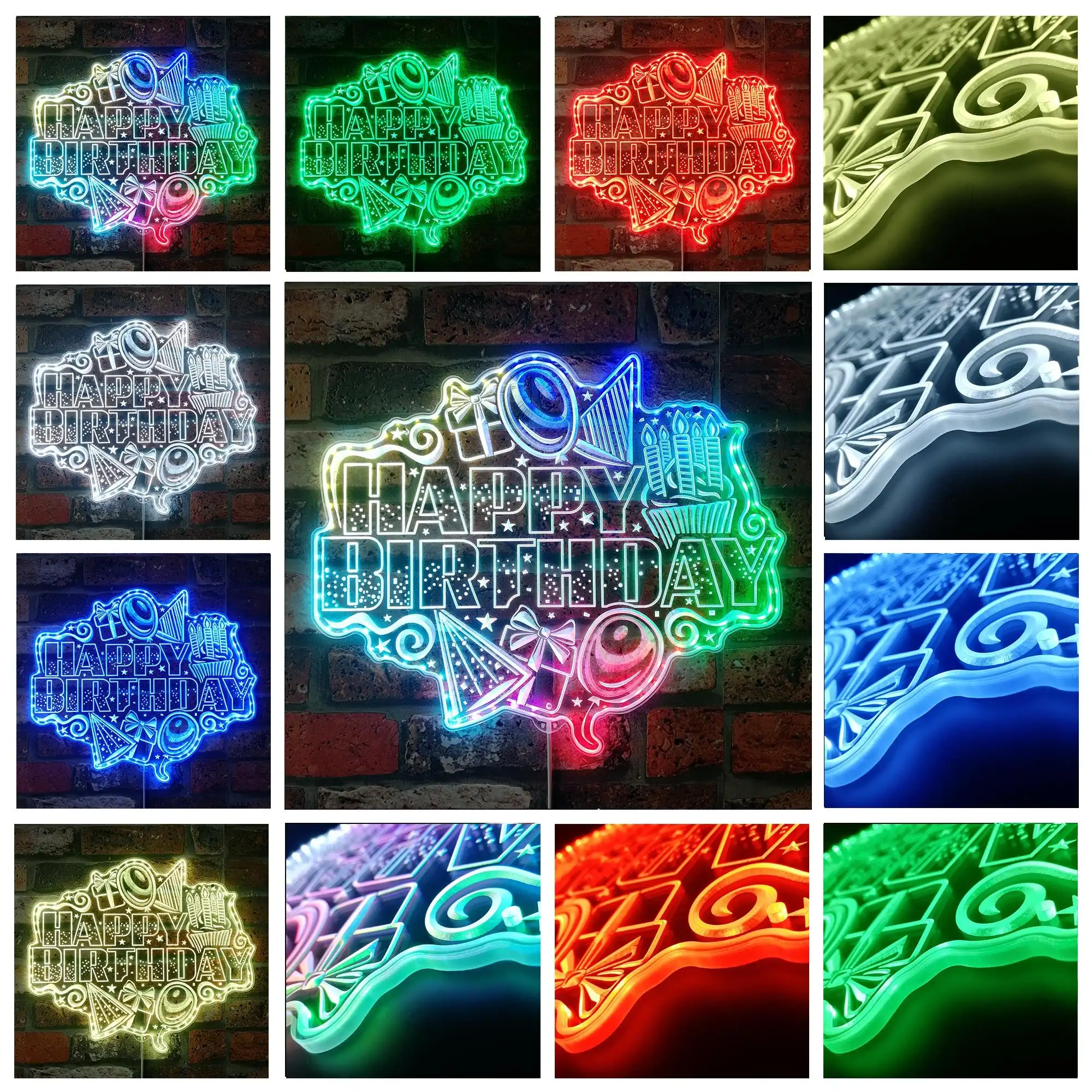 Happy Birthday Decoration RGB Dynamic Glam LED Sign st06-fnd-i0255