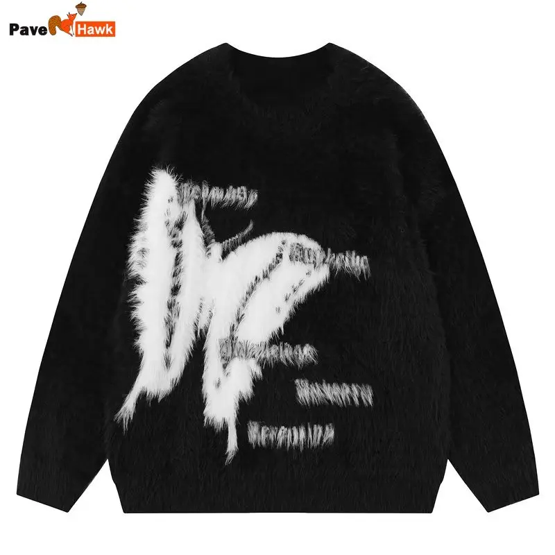 

Loose Knitting Sweater Women Men Butterfly Pattern Knitted Jumpers Autumn Street Harajuku Y2k Grunge Soft Knit Pullovers Couple