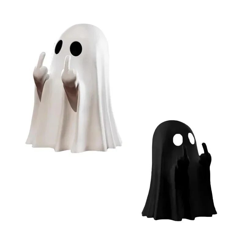 Mittelfinger-Geisterstatue Kaffeetisch-Geisterstatue Kleine Halloween-Deko Niedlicher Geist Entzückende Horrorfigur Deko – Detail 8