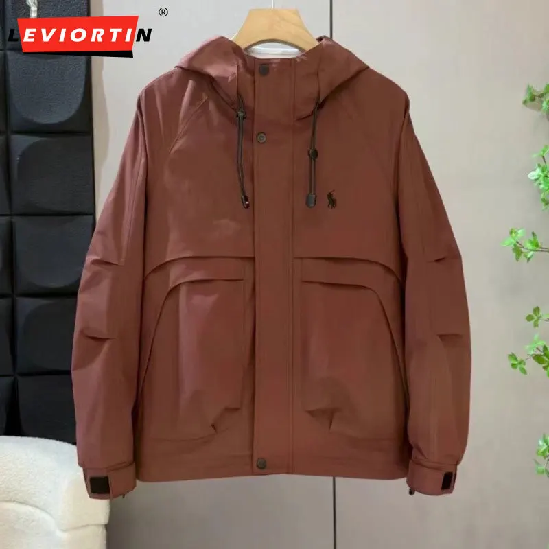 

2025 Spring and Autumn New Men's Fashion Versatile, Simple, Casual, Loose, Short, Hooded, Multi Pocket Design, Jacket and Coat