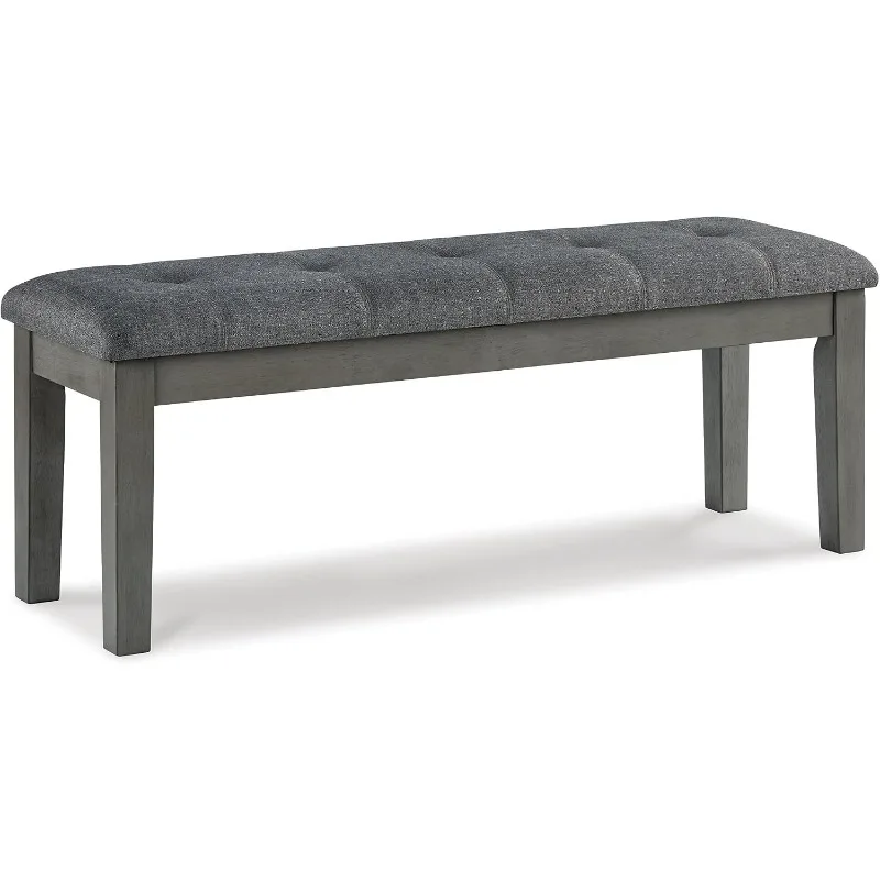 Signature Design by Ashley Hallanden Rustic Tufted Upholstered Dining Room Bench, Gray