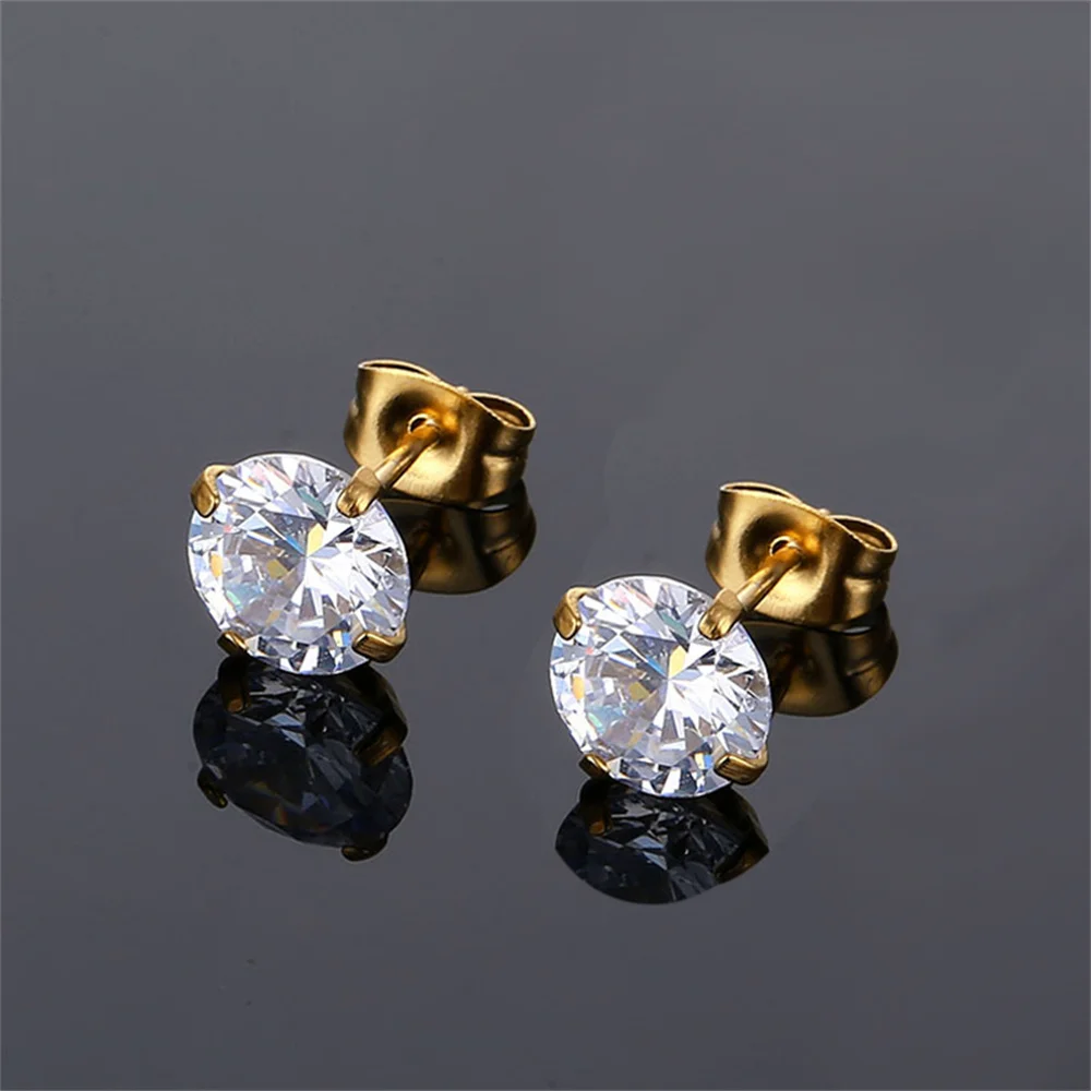 

1 Pair Gold Color Small Delicate Clear Cubic Zircon Stud Earrings Women Trend CZ Jewelry Piercing Ear Accessorie Earstuds