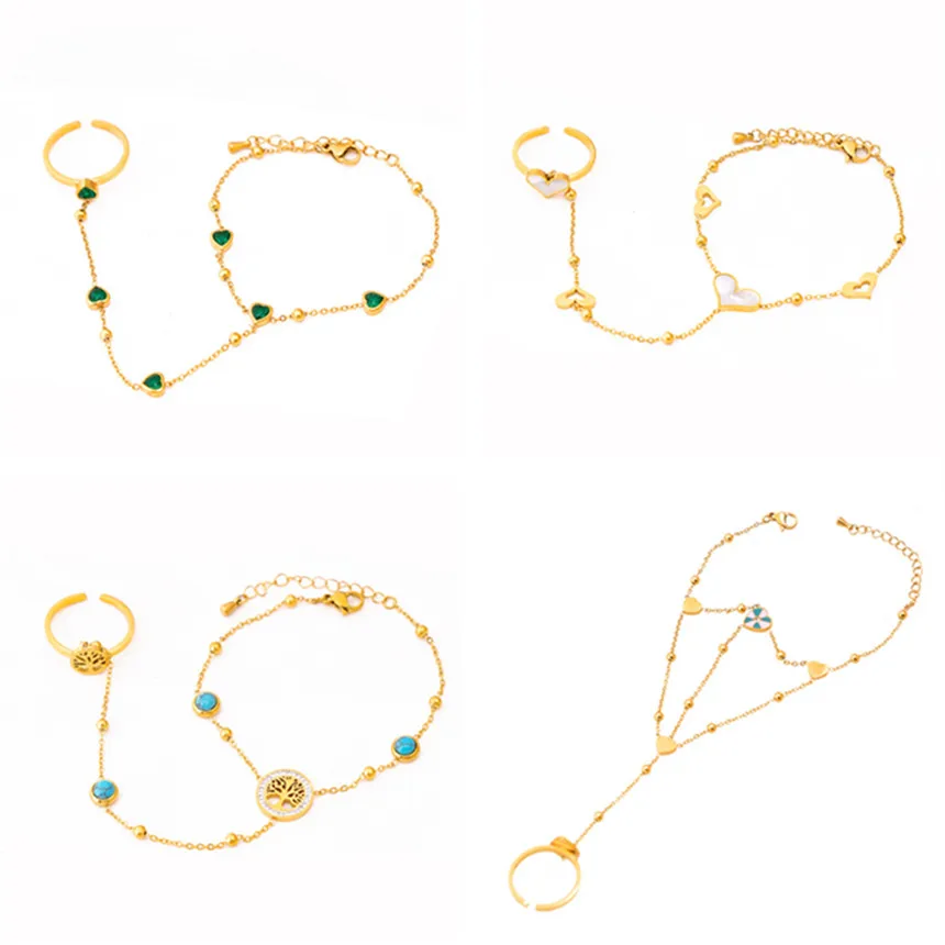 SION L-Bracelet Coquillages Naturels en Acier Inoxydable pour Femme, Bijoux Fins en Forme de Cœur, Turquoise, Arbre de Vie, Cadeau à la Mode