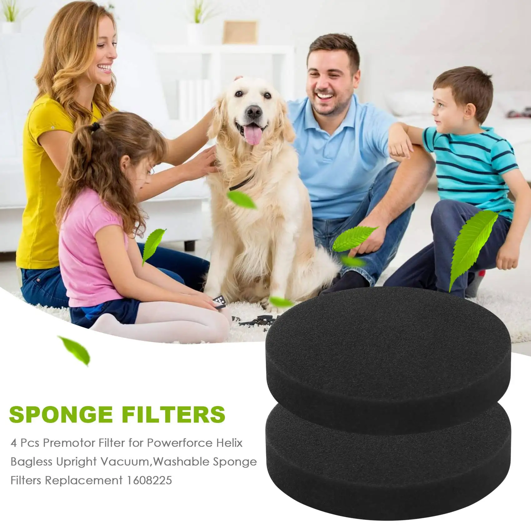 (A43I] 4 Pcs Premotor Filter for Powerforce Helix Bagless Upright Vacuum,Washable Sponge Filters Replacement 1608225