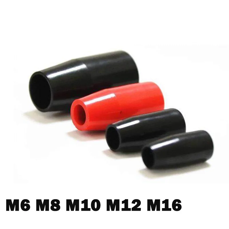 3/5/10Pcs M6 M8 M10 M12 M16 Red/Black Long Shank Knobs Threaded Machine Tool Replacement Parts Bakelite Handle Knobs