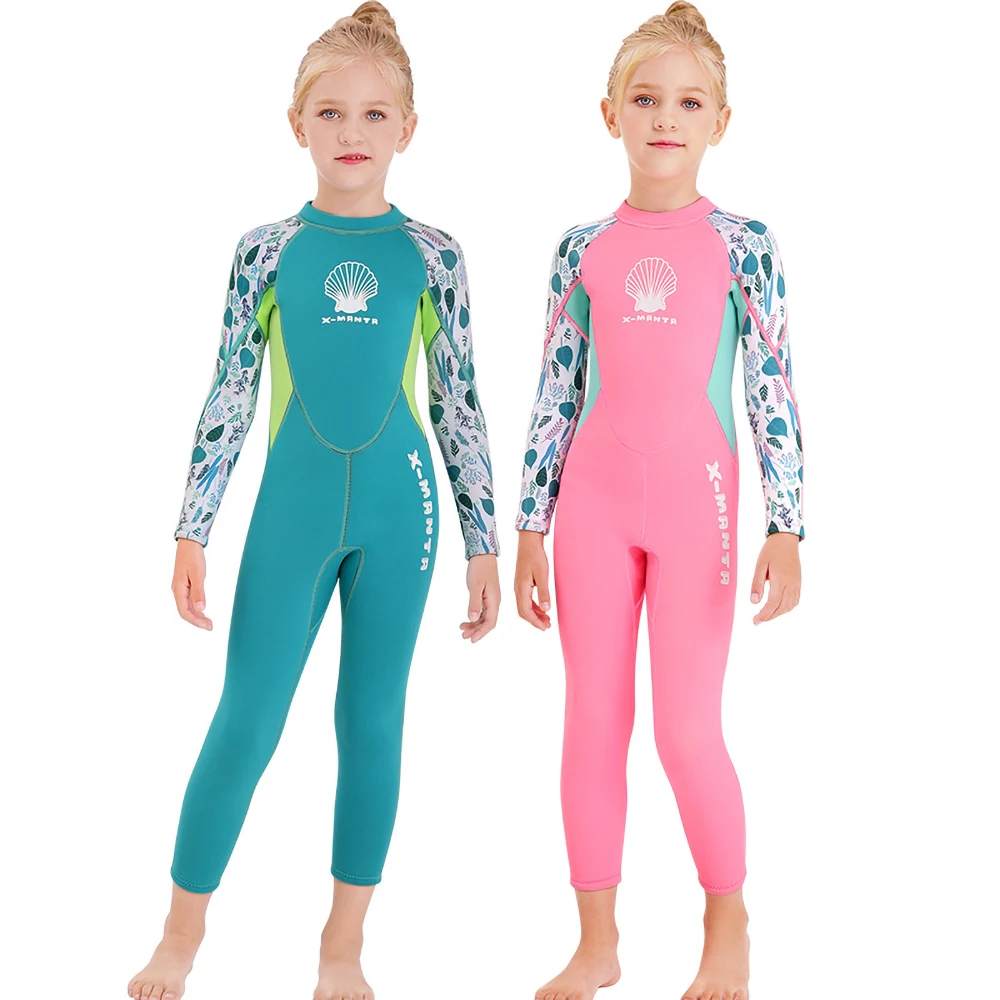 

Kids Girls Boys Wetsuit Diving Suit 2.5MM Neoprene Swimsuit Long Sleeves Surfing Jellyfish Clothing Swimwear For Cold Water